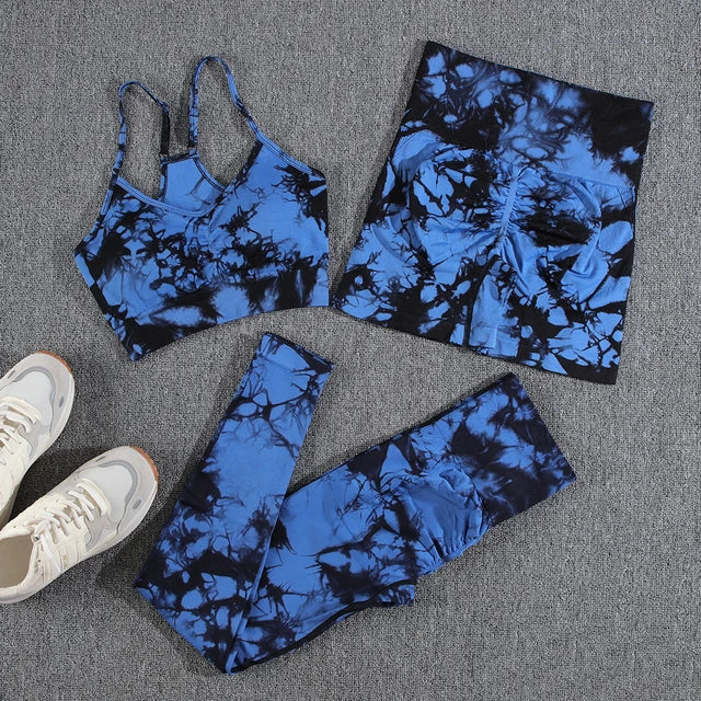 Curvy™ 3 Piece Tie-Dye Fitness Yoga Pants Set